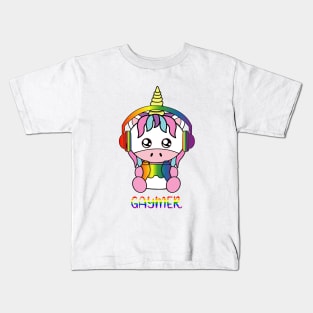 Gaymer, cute unicorn Kids T-Shirt